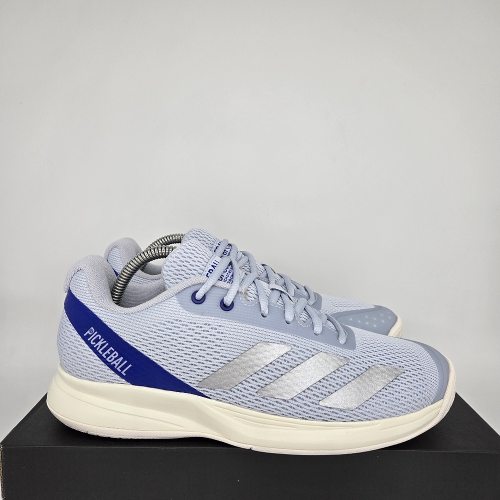 New adidas Pickleball Halo Blue Silver Metallic Women's Shoes Size 7.5 - Picture 3 of 8